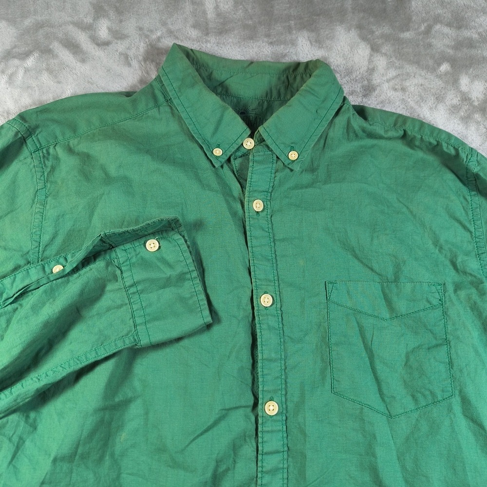 Lucky Brand Shirt Mens Medium Green Button Up Casual Cotton Vintage Surf Wash